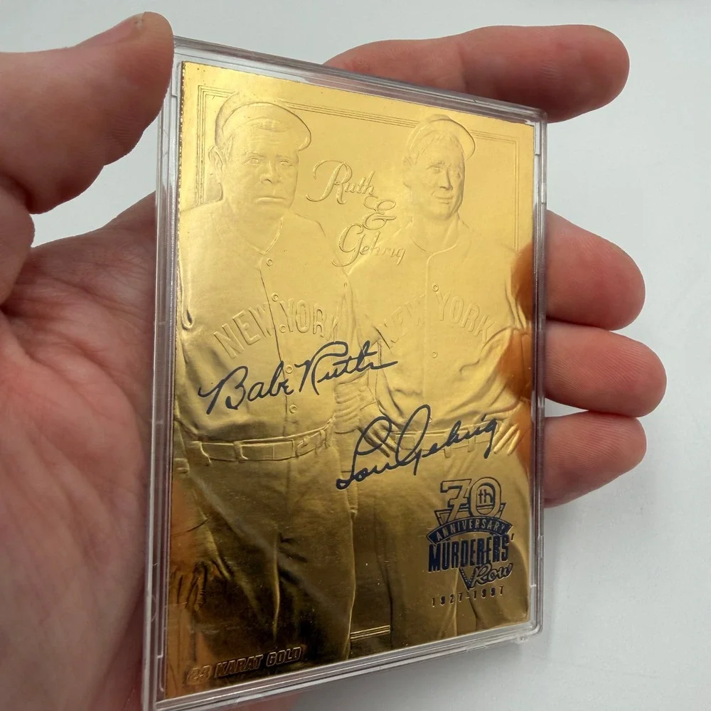 Babe Ruth Lou Gehrig 23KT Gold Card 1927 Murderers Row 70th Anniversary Avon
